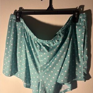 Women's Polka Dot Sleep Shorts - Teal & White